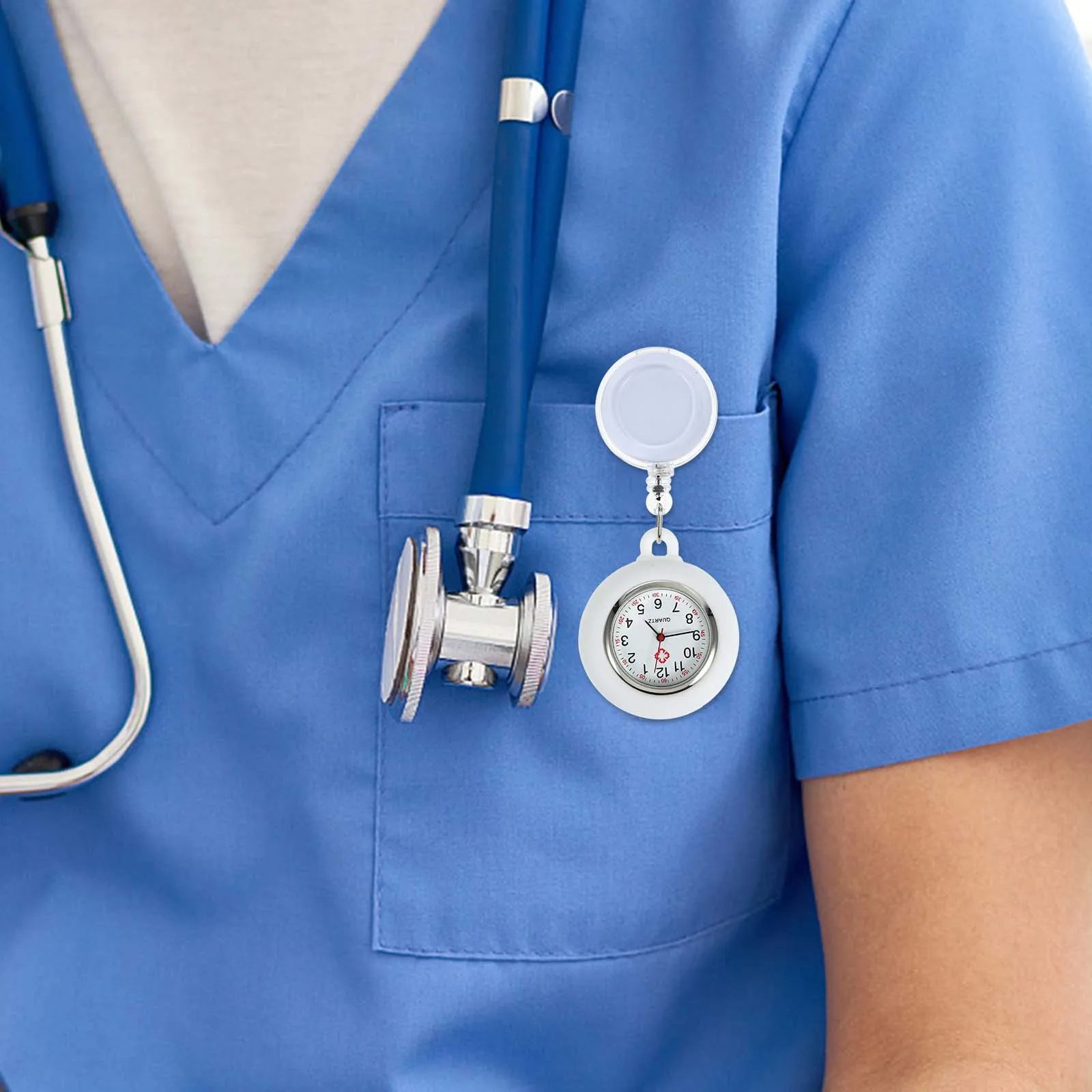 배지 릴 간호사 회중시계 웃는 얼굴 클립온 걸이형 라벨 가볍고 내구성이 뛰어난 정확한 시간 측정 패션 액세서리