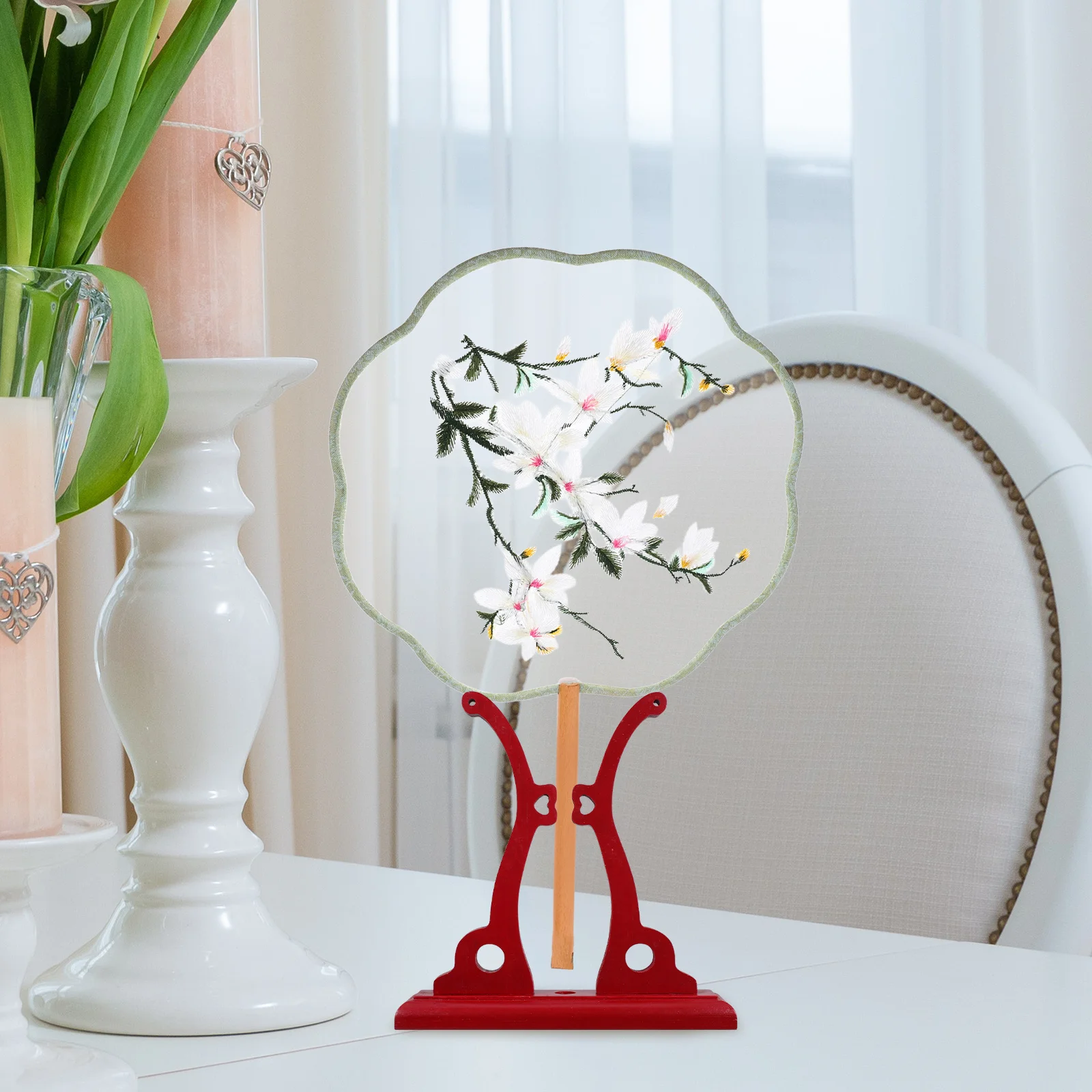 

Fan Displaying Rack Desktop Base Bracket Folding Stand Organizer Decorative Hand Holder