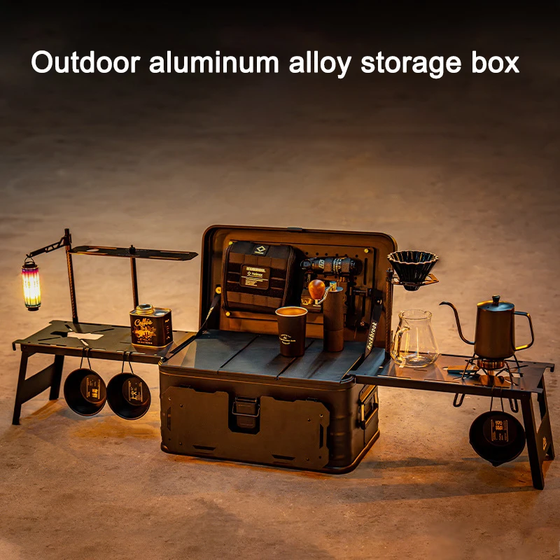 Outdoor Aluminum Alloy Storage Box Camping Box Car Trunk Organizing Box Open Night Market Stall Box For Drinking Coffee And Tea