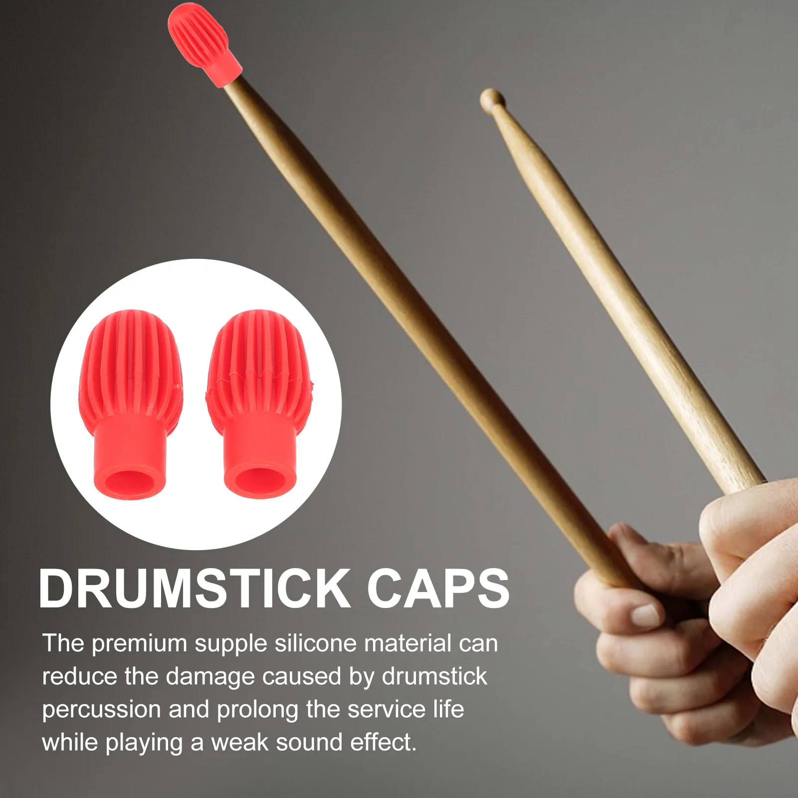 2Pcs Soft Silicone Drumstick Head Covers Quiet Practice Protectors Replace Dumb Drum Pad Portable Drumstick Fittings Supplies