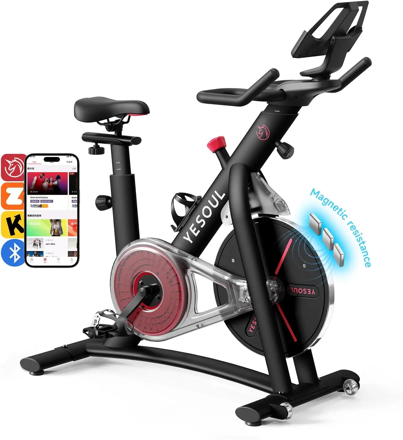 

Black Exercise Bike for Home,Smart White Cycling Bike Magnetic Stationary Bike, Low Noise Indoor Cycling Bike for Home Gy