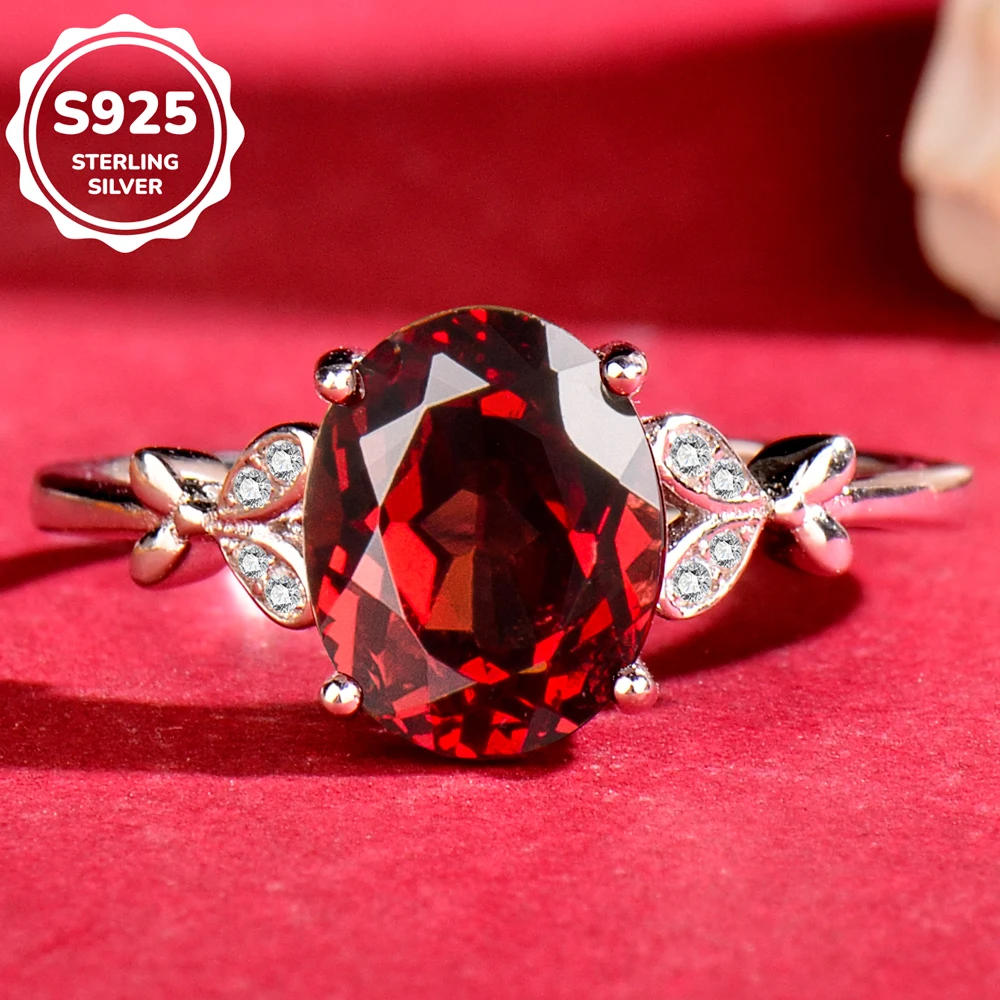 

Серебряное кольцо с натуральным гранатом 925, подходит для женщин, женское кольцо, регулируемое, элегантное, модное, роскошное, с ощущением класса, элитный, праздничный подарок, подарок на День святого Валентина, подарок на День матери, подарок на день ро
