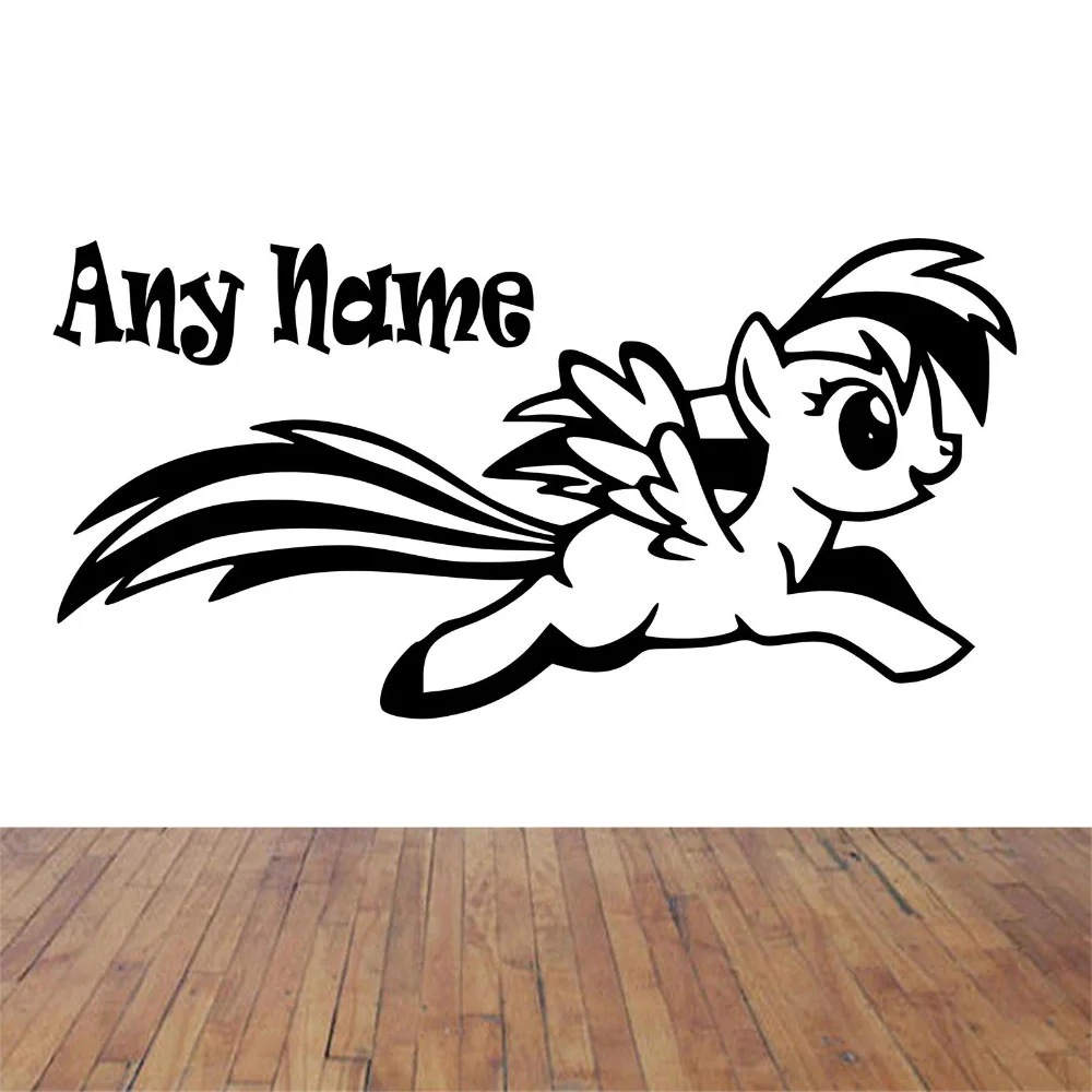 Personalised Girl Horse Vinyl wall sticker Any Name Bedroom Kids Art Decal 60cmx120cm