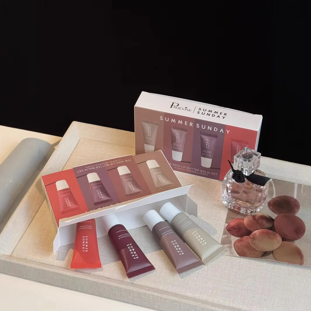 Vierteiliges Lipgloss-Set, feuchtigkeitsspendend und natürlich, langlebig, einfach aufzutragen und tragbares Make-up-Set