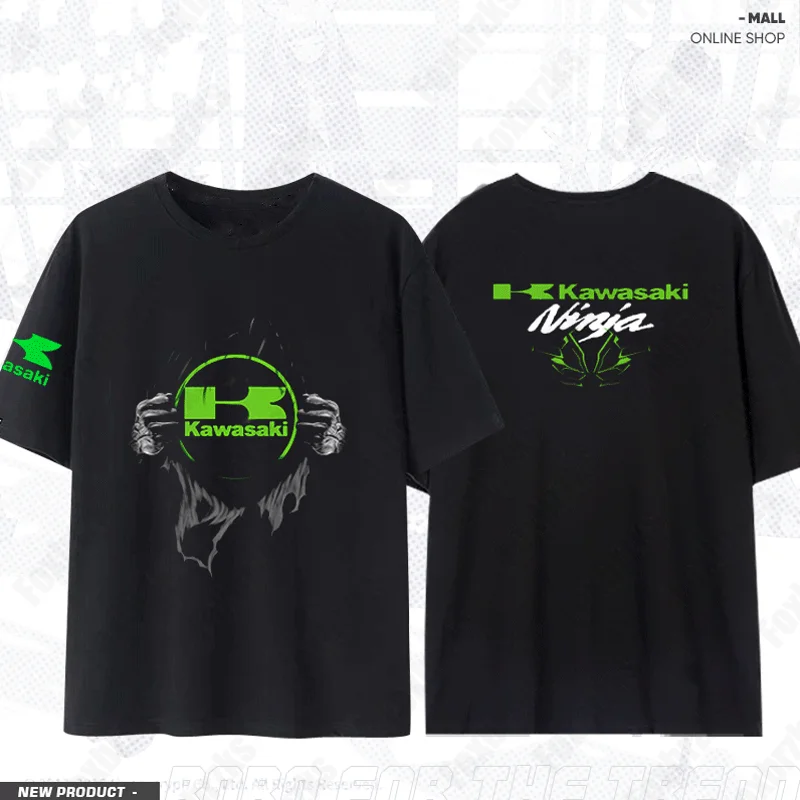 2024 Männer T-Shirt lässig Kawasaki Rennteam Dämon Klaue T-Shirt übergroße Grafik Sport Tops atmungsaktive Streetwear T-Shirts