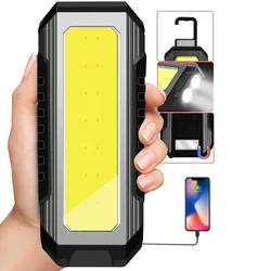 충전식 작업등, 휴대용 LED 마그네틱 조명, 자동차 수리용, 7 가지 조명 모드, 4000mAh 밝은 손전등, 1200LM