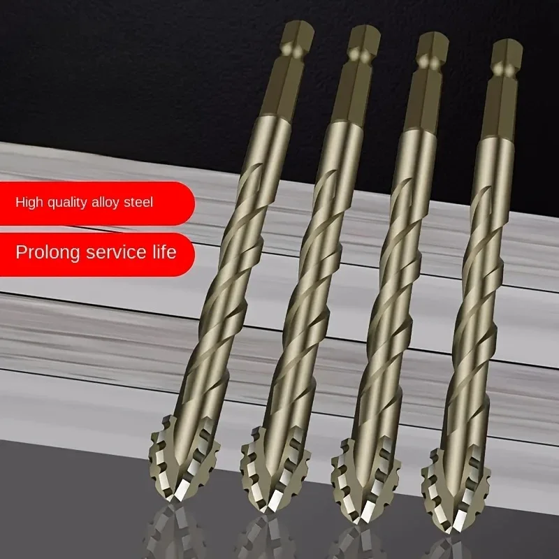 

Hex Shank Masonry Drill Bits 1/4, Titanium Steel Cross Drill Bits for Glass, Ceramic, Concrete & Brick, Durable Hard Alloy Q3343