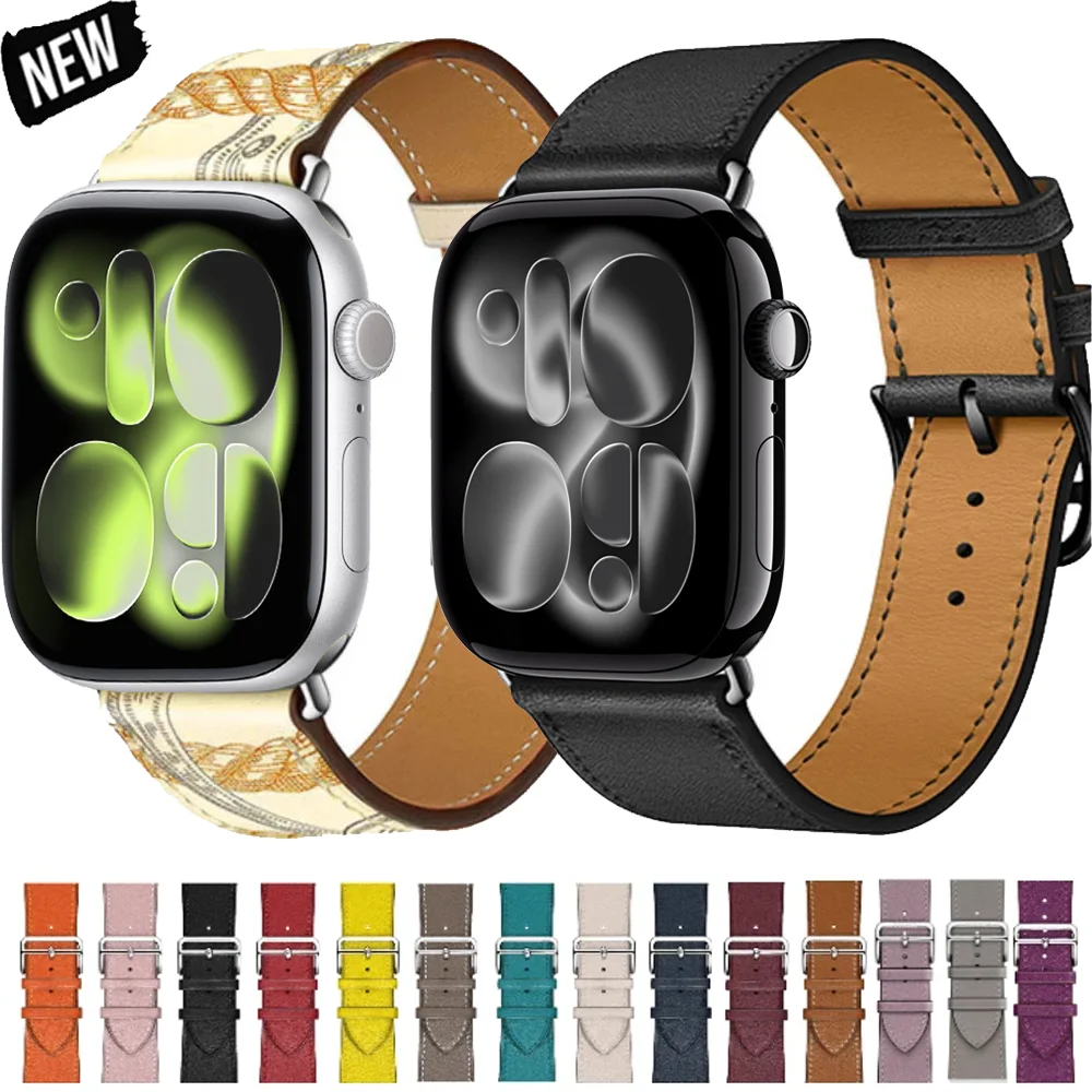 Premium Leather Strap For Apple Watch Band 49mm 46mm 45mm41mm 44mm 42mm40mm Bracelet Band iWatch Series Ultra 11 10 9 8 7 6 5 SE