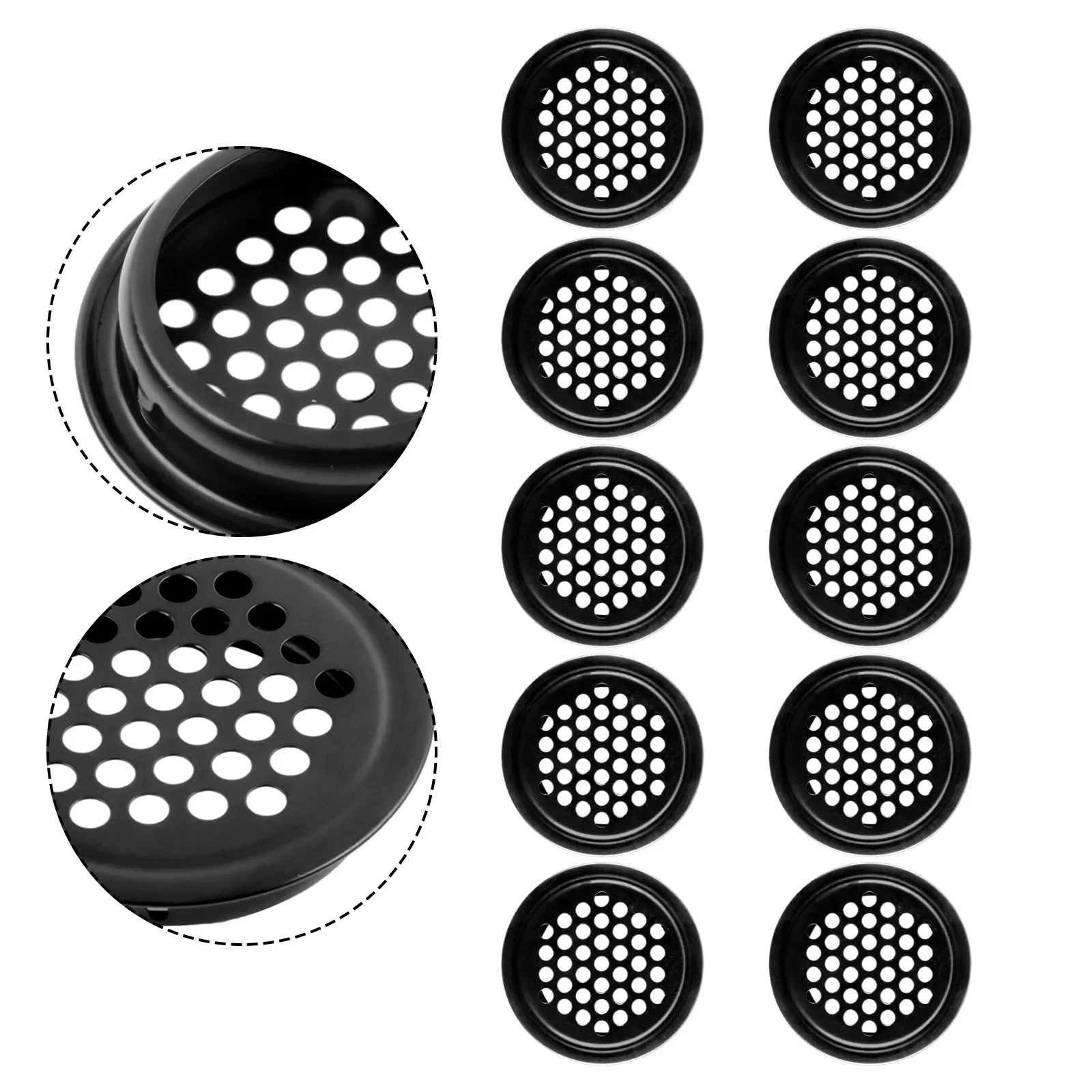 New Practical Decorative Cabinets Air Vent Holes Holes Concert Halls Shoe Cabinets Stainless Steel. 10Pcs Black.