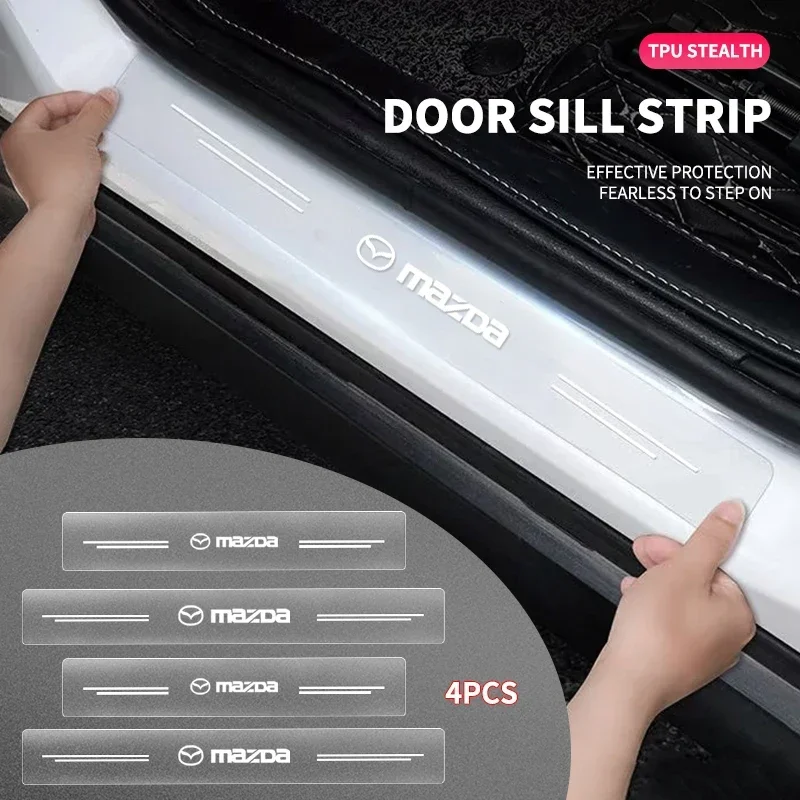 Car Transparent Threshold Stickers Door Sill Protector Film For Mazda 3 5 323 CX-3 CX-4 CX-5 CX-7 CX-9 Axela 6 RX8 7 MX3 MX5