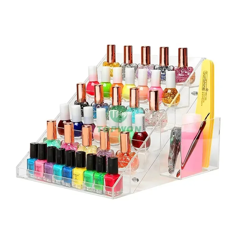 Acrylic Display Stand Cosmetic Perfume Lipstick Nail Polish Organizer Clear Retail Store Counter Showcase Customizable Size