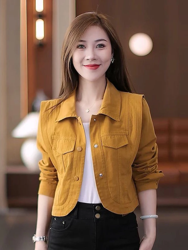 

Red Casual ort Coat Women's Spring Autumn 2025 New Small Size Loose Versatile Ladies Outerwear Collar Button up