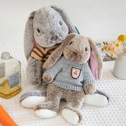 Muñeca de peluche de conejo de orejas grandes para niñas, animales de peluche de dibujos animados, suéter suave para bebé, almohada para dormir, regalos