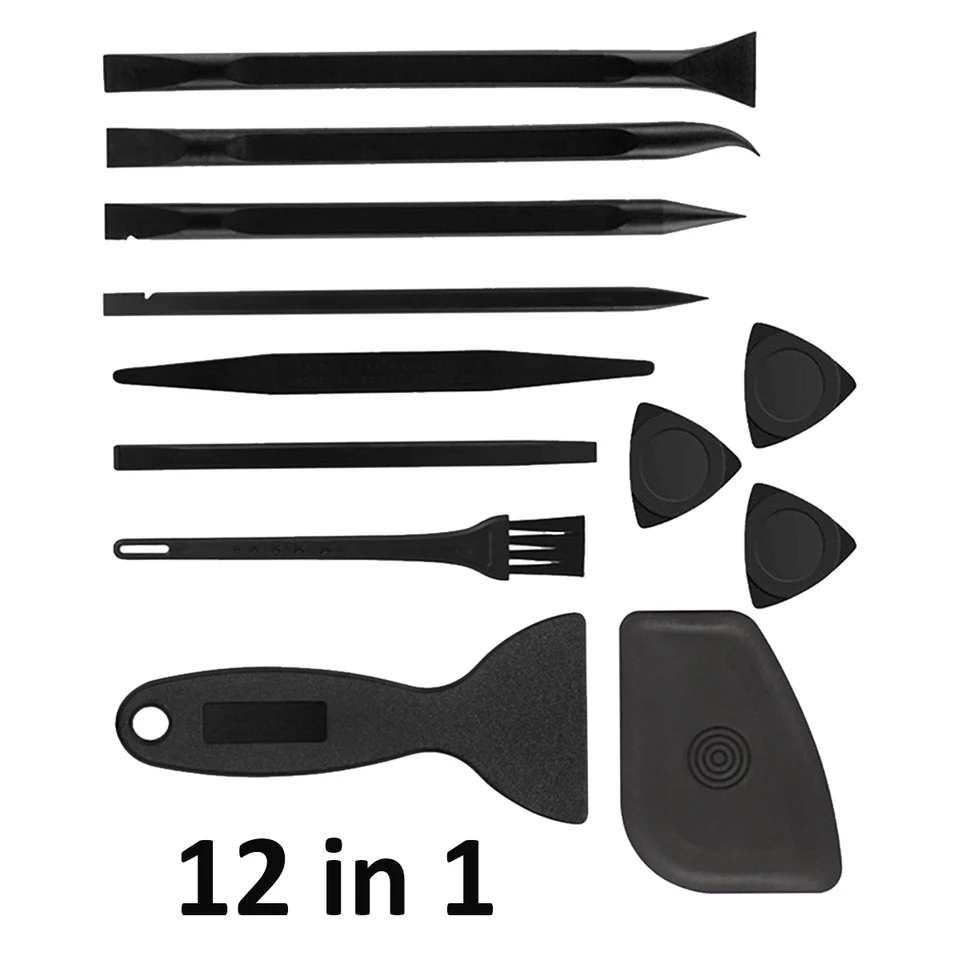 Kit de 12 en 1 de herramientas de apertura para teléfonos móviles, espátulas, cepillos, cuchillas, spudgers, palancas, barretas para desmontaje de pantalla, juego de herramientas