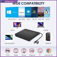 External CD DVD +/-RW Drive, USB 3.0 & USB-C Portable CD & DVD ROM Burner Player Reader Writer Rewriter Disc Drive SALES