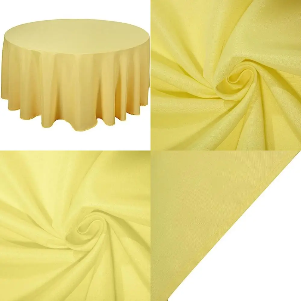 

Yellow Round Polyester Tablecloths 120 Inch for Weddings, Parties, and Banquets - 6 Pack Fabric Table Covers