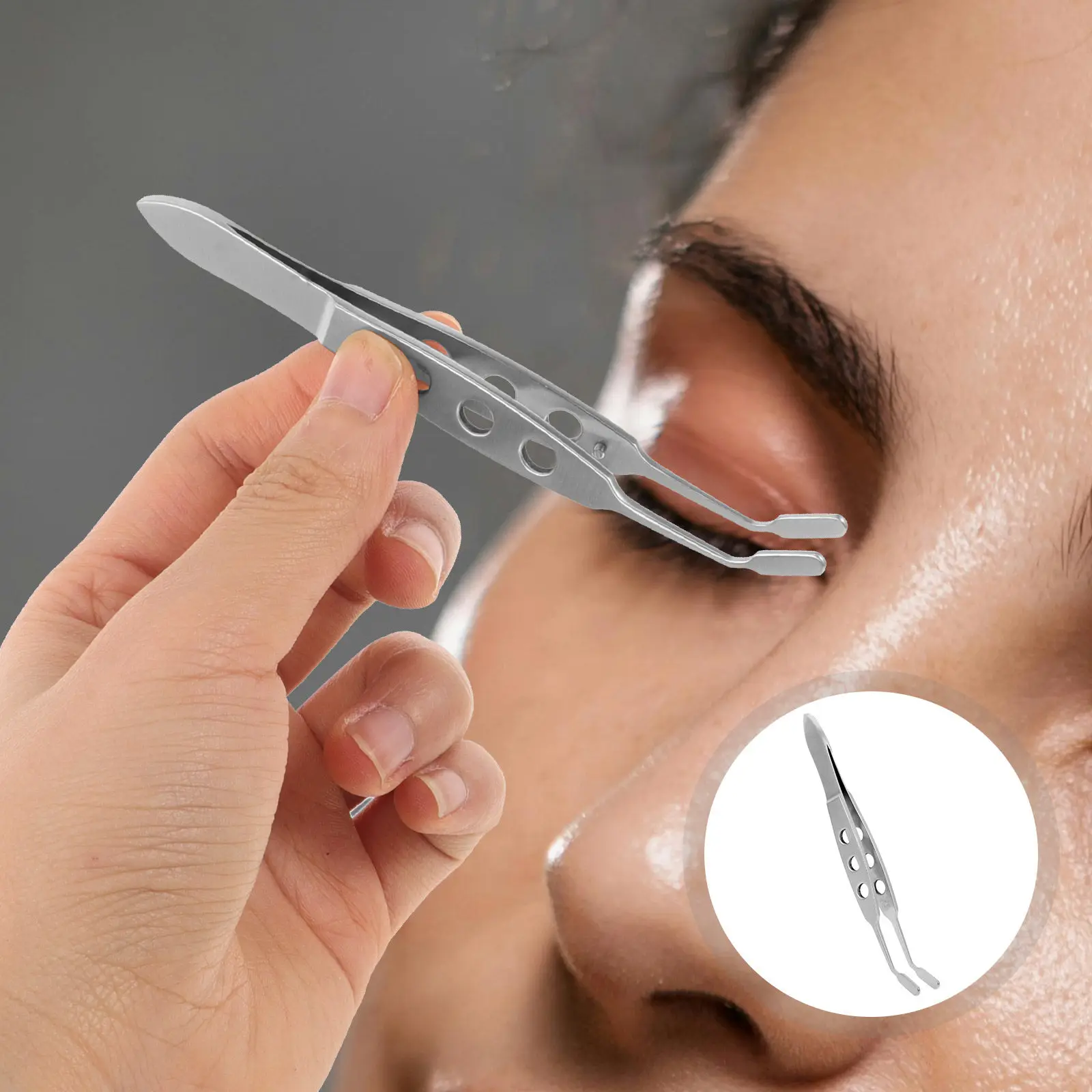 Meibomian Gland Eyelid Tweezers Stainless Steel Professional Massage Tool Plate Flipper Forceps