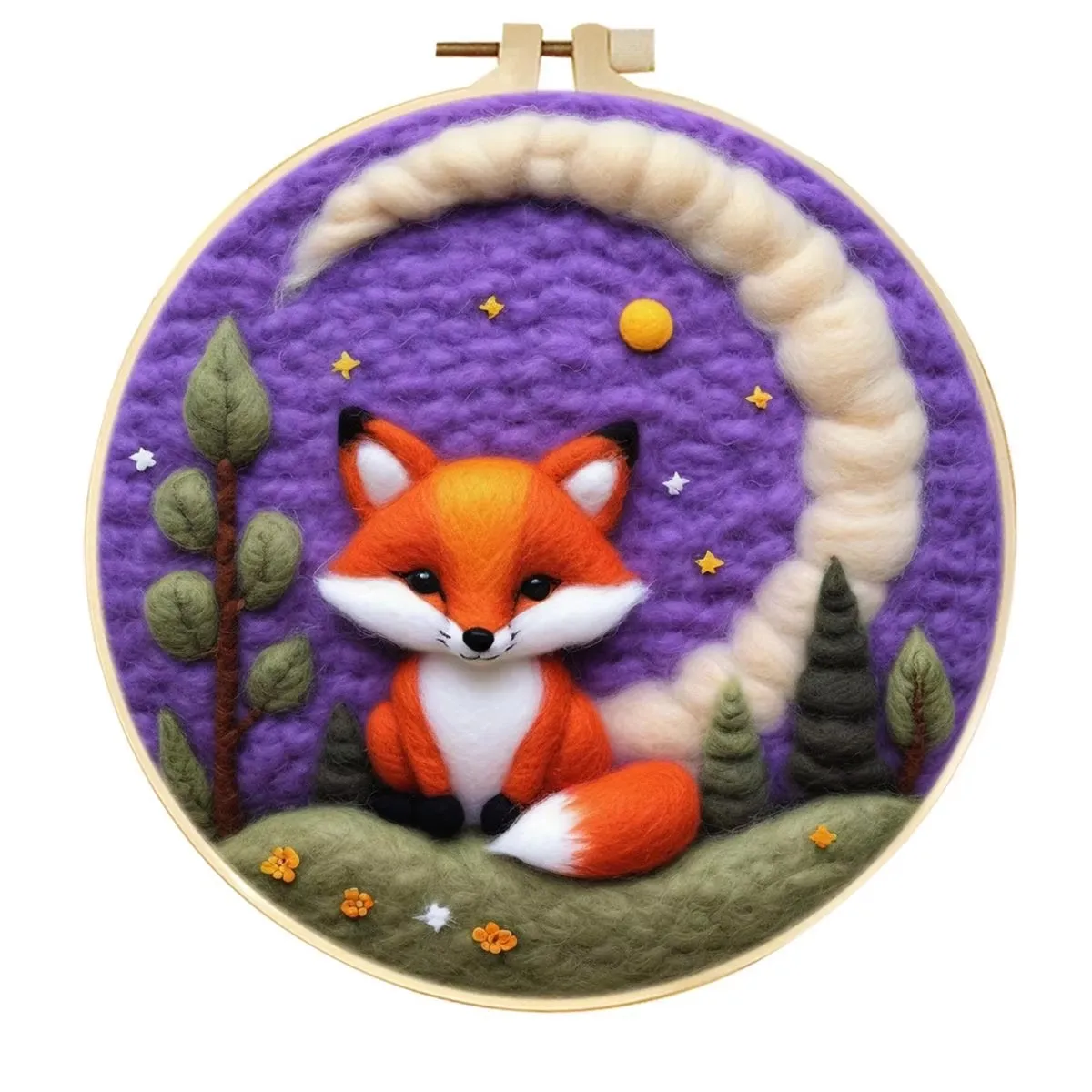 

DIY Needle Felting Painting Kit with Tools Felting Embroidery Craft for Beginners Creative Gift Home Decor Fox Design