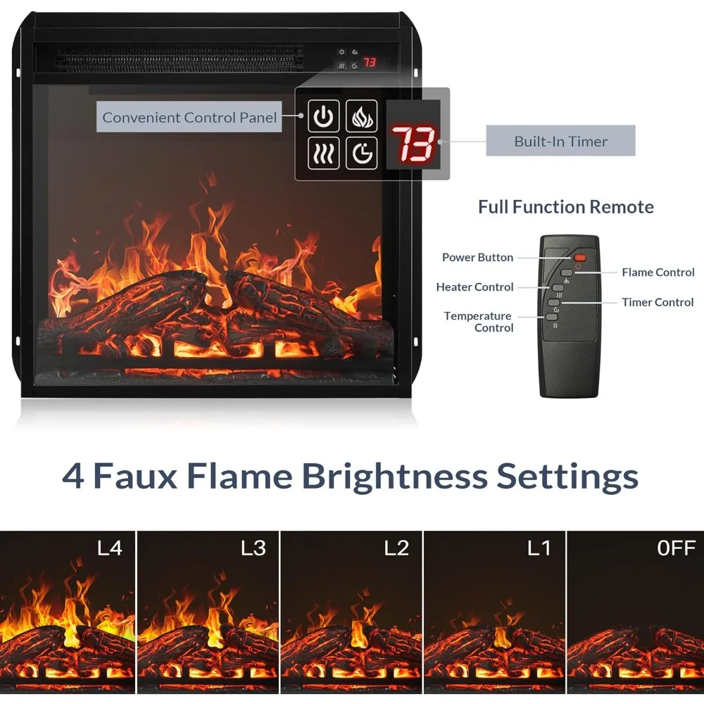 

43 Corner TV Stand with 18 Electric Fireplace Heater for TVs up to 43, Modern Corner Wood Entertainment Center