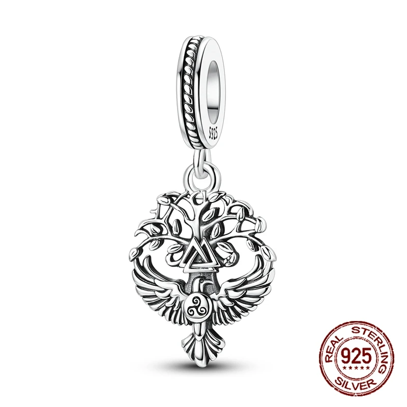 

Стерлингового серебра 925 пробы, ворон Одина на Ягдрасиле, кулон «Древо жизни», подвеска, подходит для оригинальных браслетов, женские ювелирные изделия «сделай сам», подарок