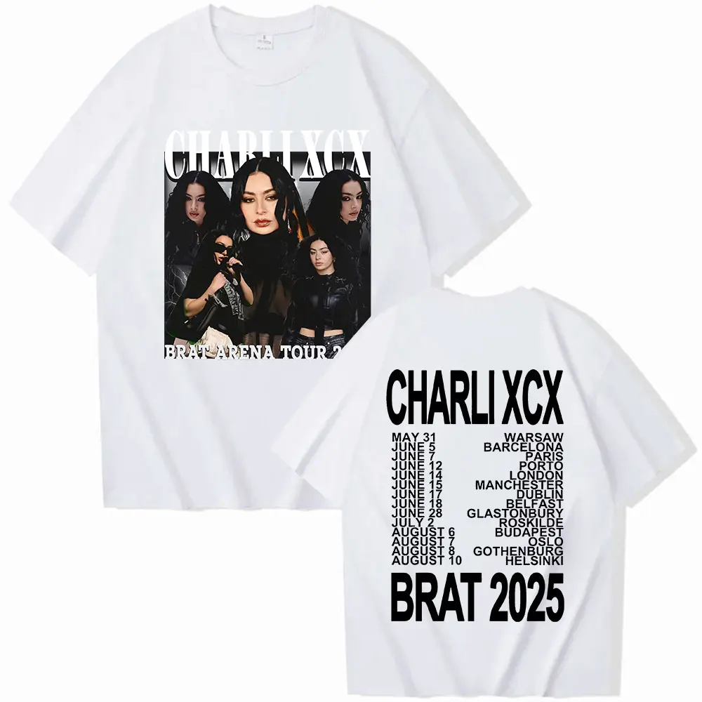 Charli Xcx Brat Arena Album Tour 2025 Graphic T-shirt Men Women Hip Hop Aesthetic Fashion Cotton Short Sleeve T Shirt Streetwear