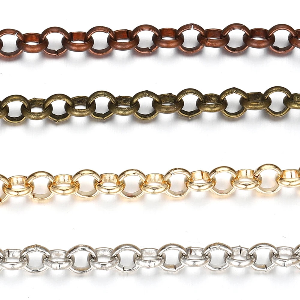 2 Meter Gold Farbe Runde O Form Halskette Armband Zubehör 3,2/4,8/5,8mm Kupfer Ketten Für DIY Schmuck Machen Komponenten – Detail 5