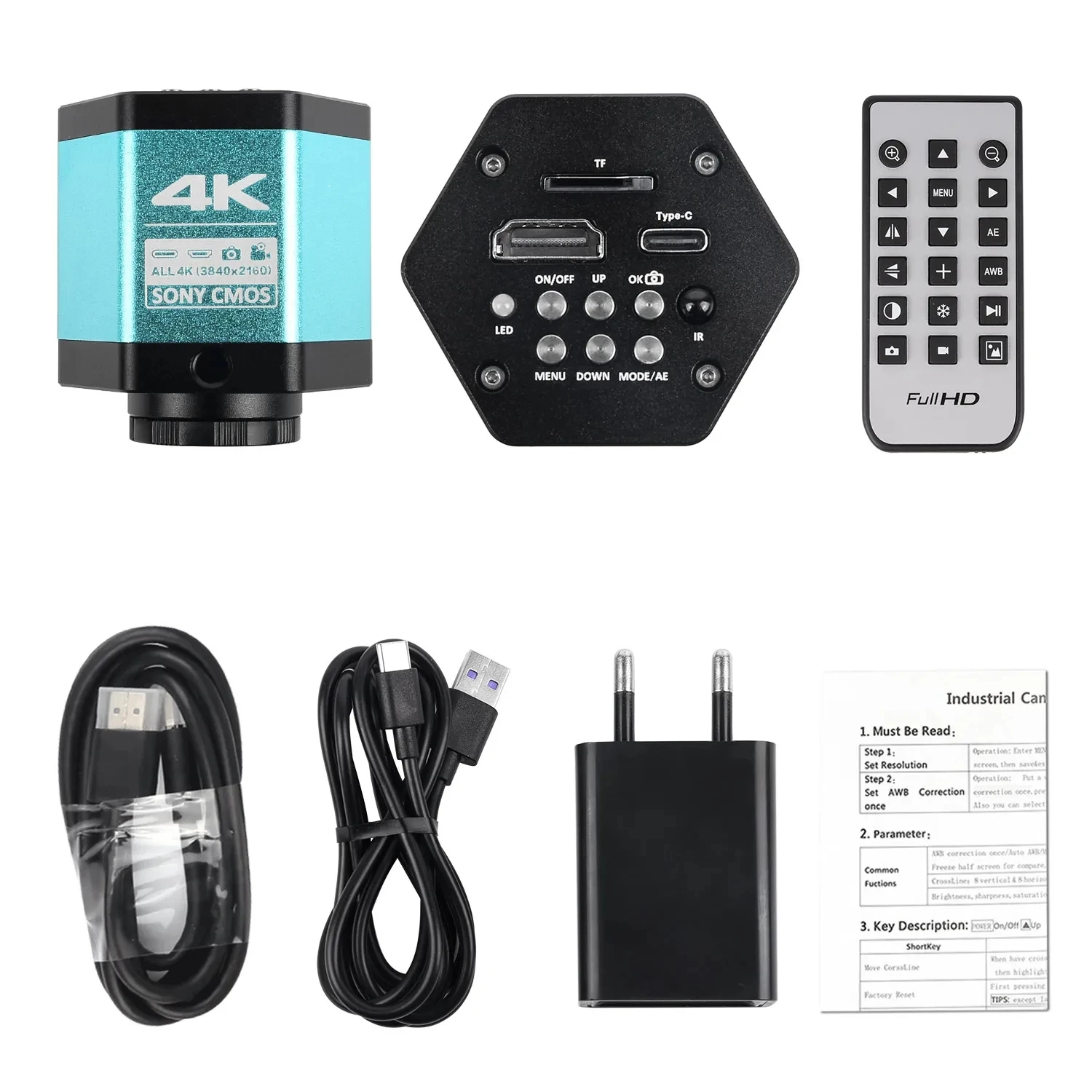 Brand New 4K FULL HD Industrial Microscope 150X Lens C-Mount Digital Camera for PCB Soldering Phone Repair