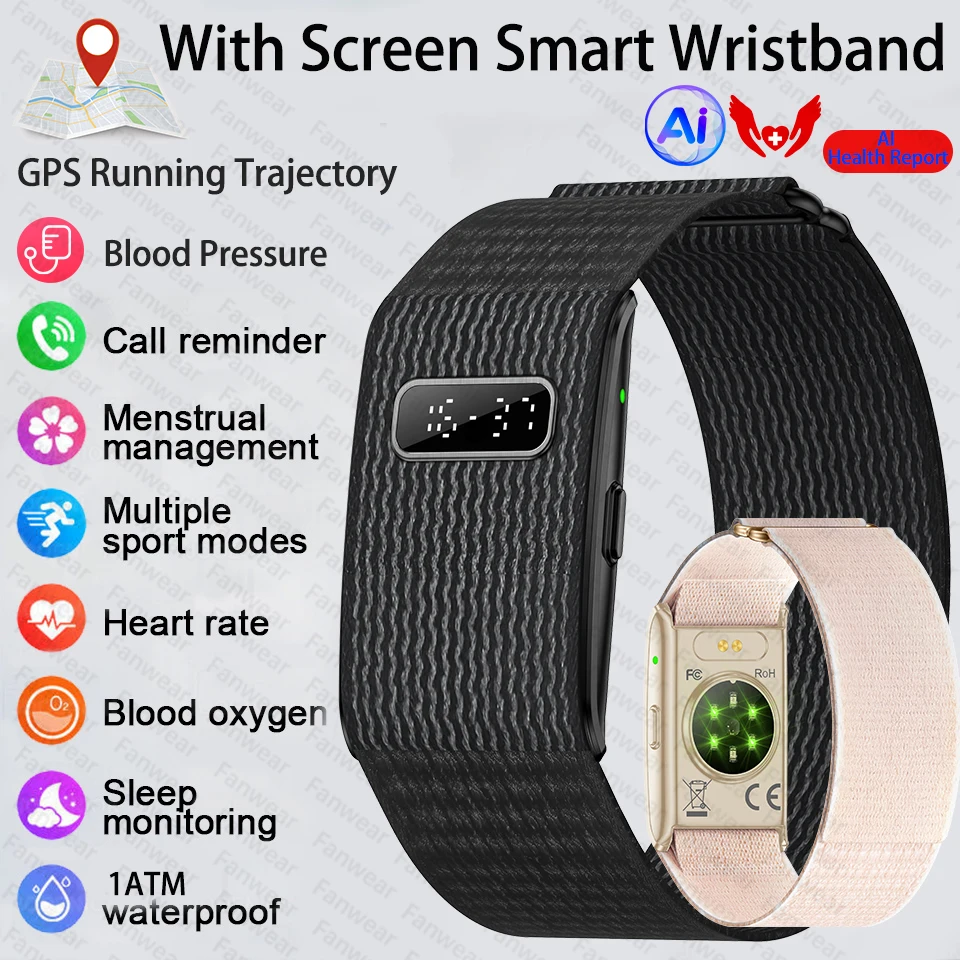 

Смарт-браслет Fanwear с GPS-трекером, монитором сердечного ритма и артериального давления, шагомером и счетчиком калорий