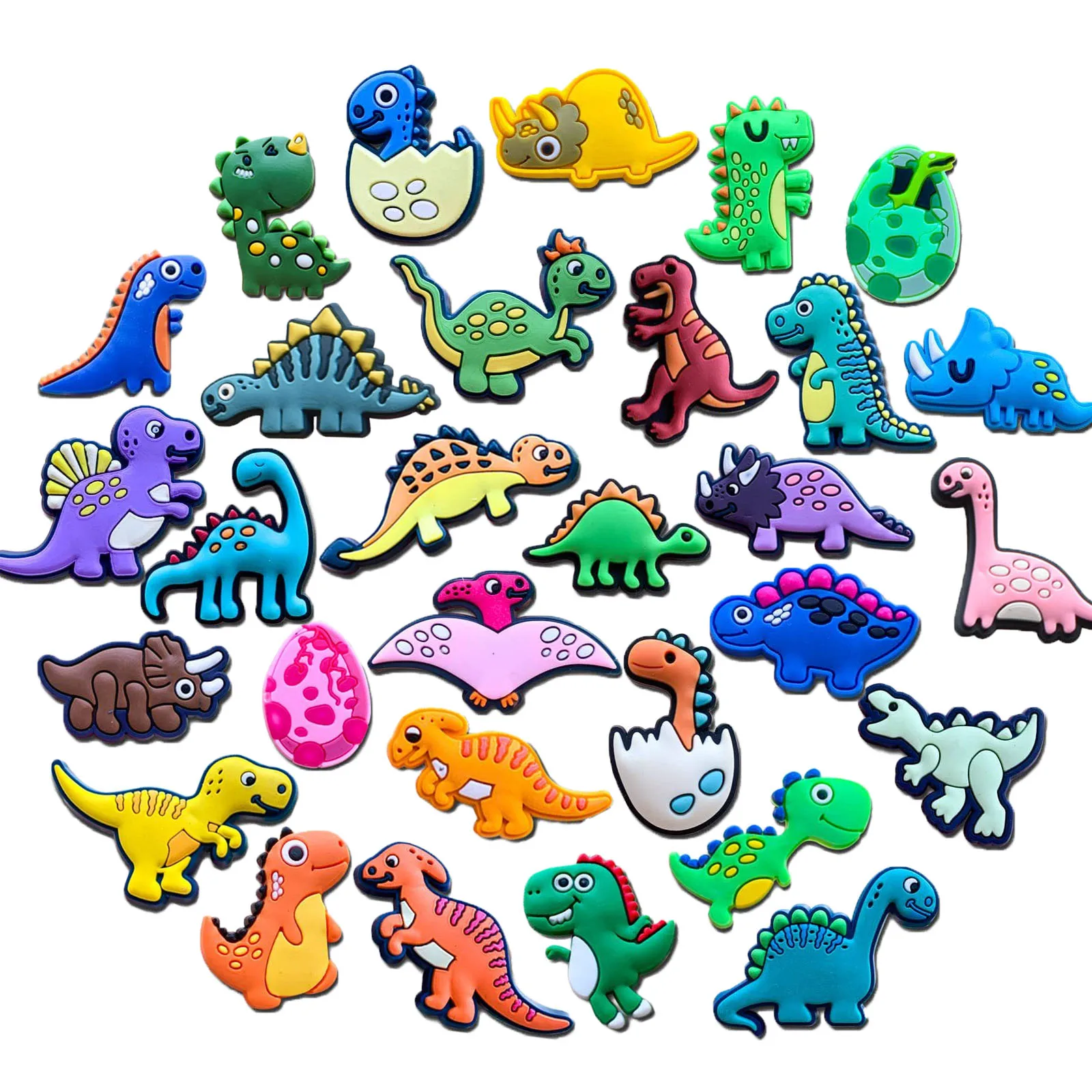 30Pcs Dinosaur Series Shoe Charms For Croc Sandals, PVC Shoe Decorations Accessories For Christmas