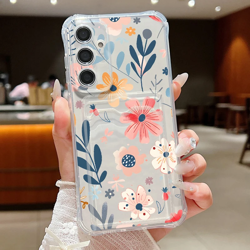 Colorful Flower Wallet Case For Samsung Galaxy A57 A37 A17 A16 A56 A36 A55 A54 A15 S26 S25 S24 S23 Ultra Plus S25 FE Phone Cover