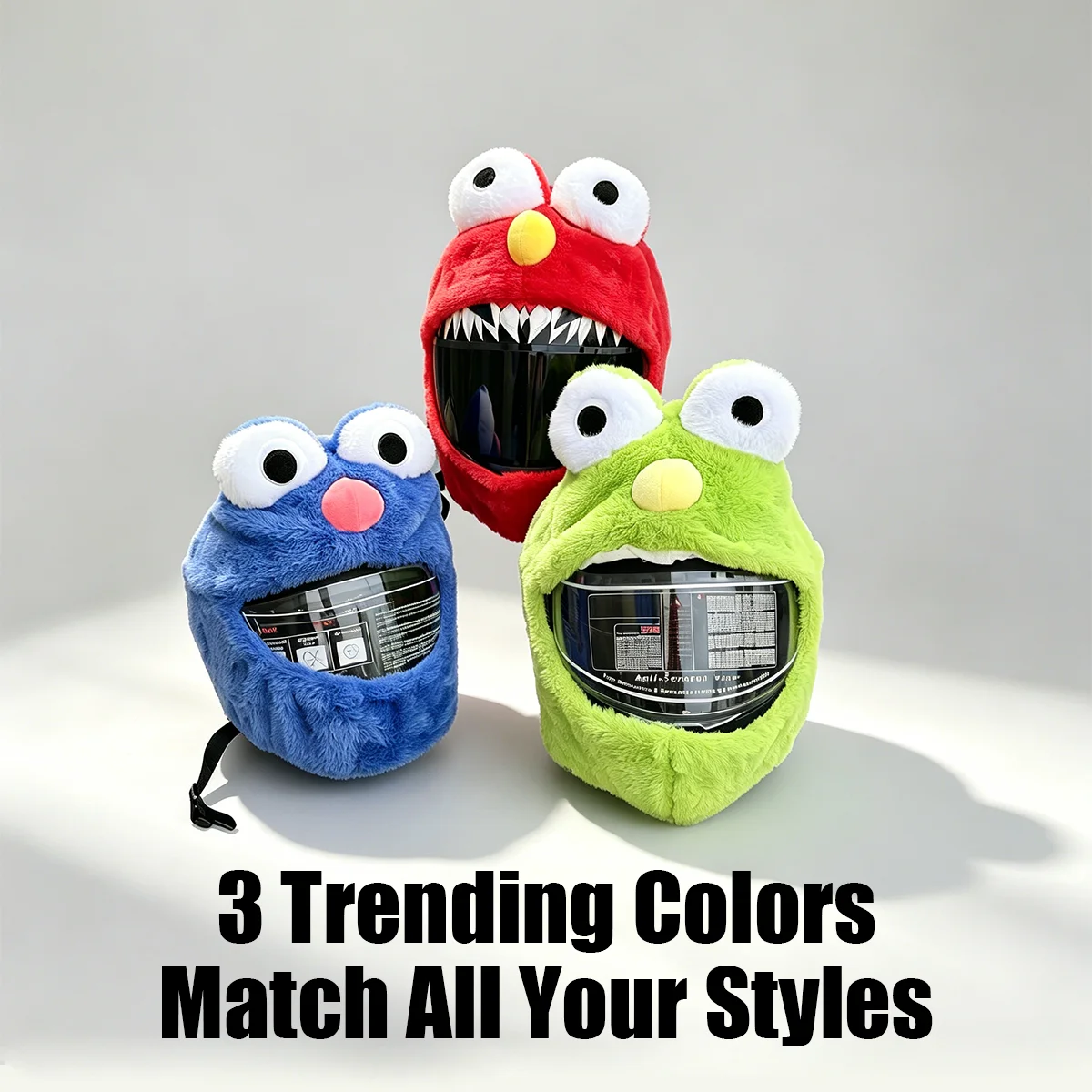 Universal Cartoon Plush Motorcycle Helmet Cover Funny Full Face Protective Sleeve Cute Novelty Outdoor Riding Christmas Hallowee