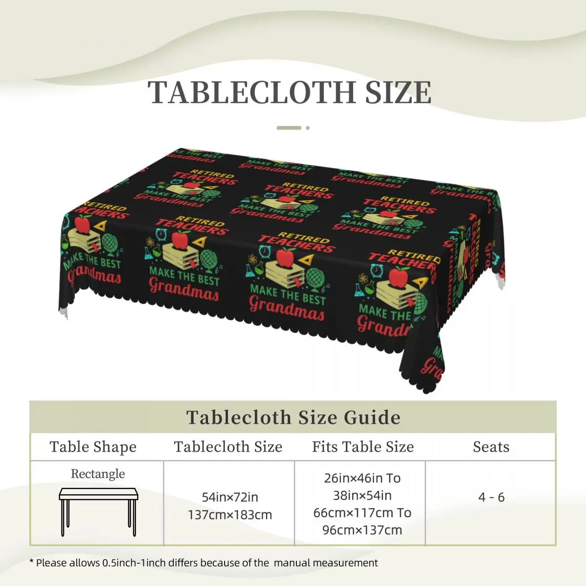 Retired Teachers Make The Best Grandmas Rectangular Tablecloth Oilproof Table Cover for Festival Party Decorations Table Cloth