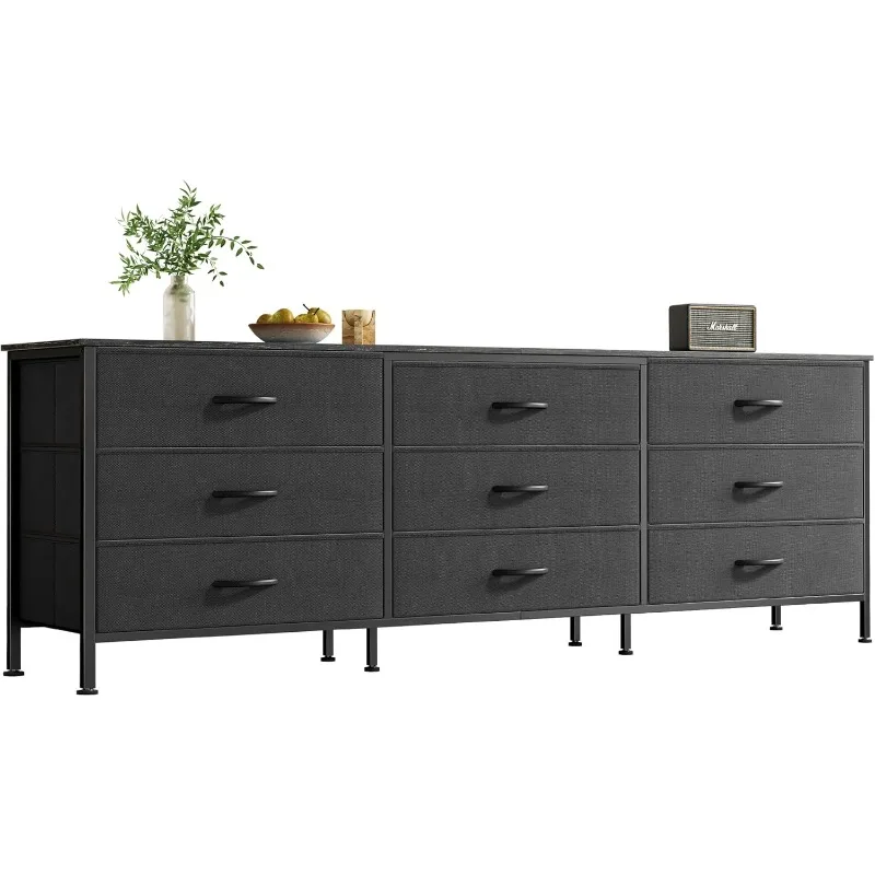 63 Inch Dresser for Bedroom, Dresser for Closet with 9 Drawers, Large TV Stand for 55, 65, 70 Inch TV, Entertainment Center