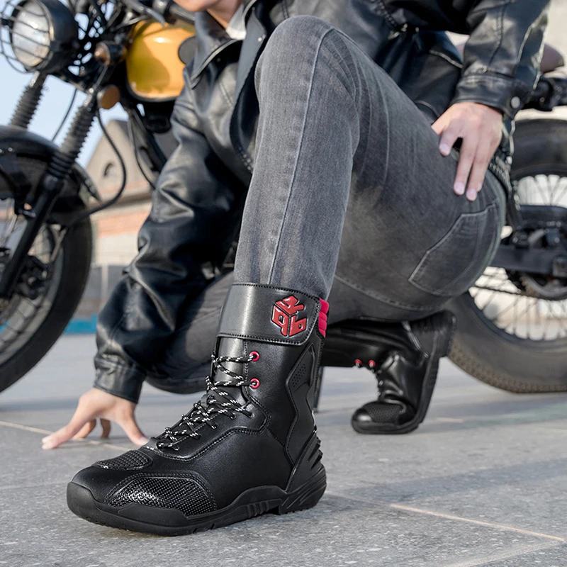 

Protective Boots Leather Motorcycle New Waterproof Off-road Mountain Racing Shoes Rubber Men's Non-slip Motorcycle Boots