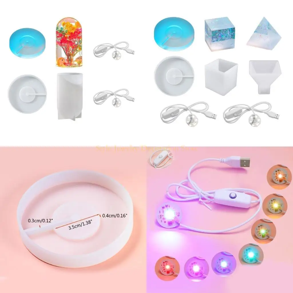 

D46E Night Light Resin Silicone Mold Base Bracket Mold with 2 USB Power Lights
