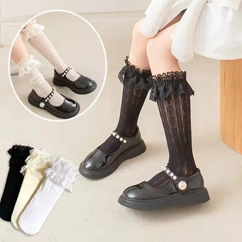 New Arrival Women Lace Hollow Out Princess Insoles Summer Thin Mesh Mid Tube Lolita Insoles Cute Breathable Girls Mesh Long