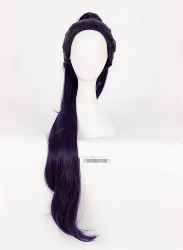 Game  Widowmaker / Amelie Lacroix Cosplay Wig 100cm Long Dark Purple With Clip Ponytail Heat Resistant Synthetic Wig + Wig Cap