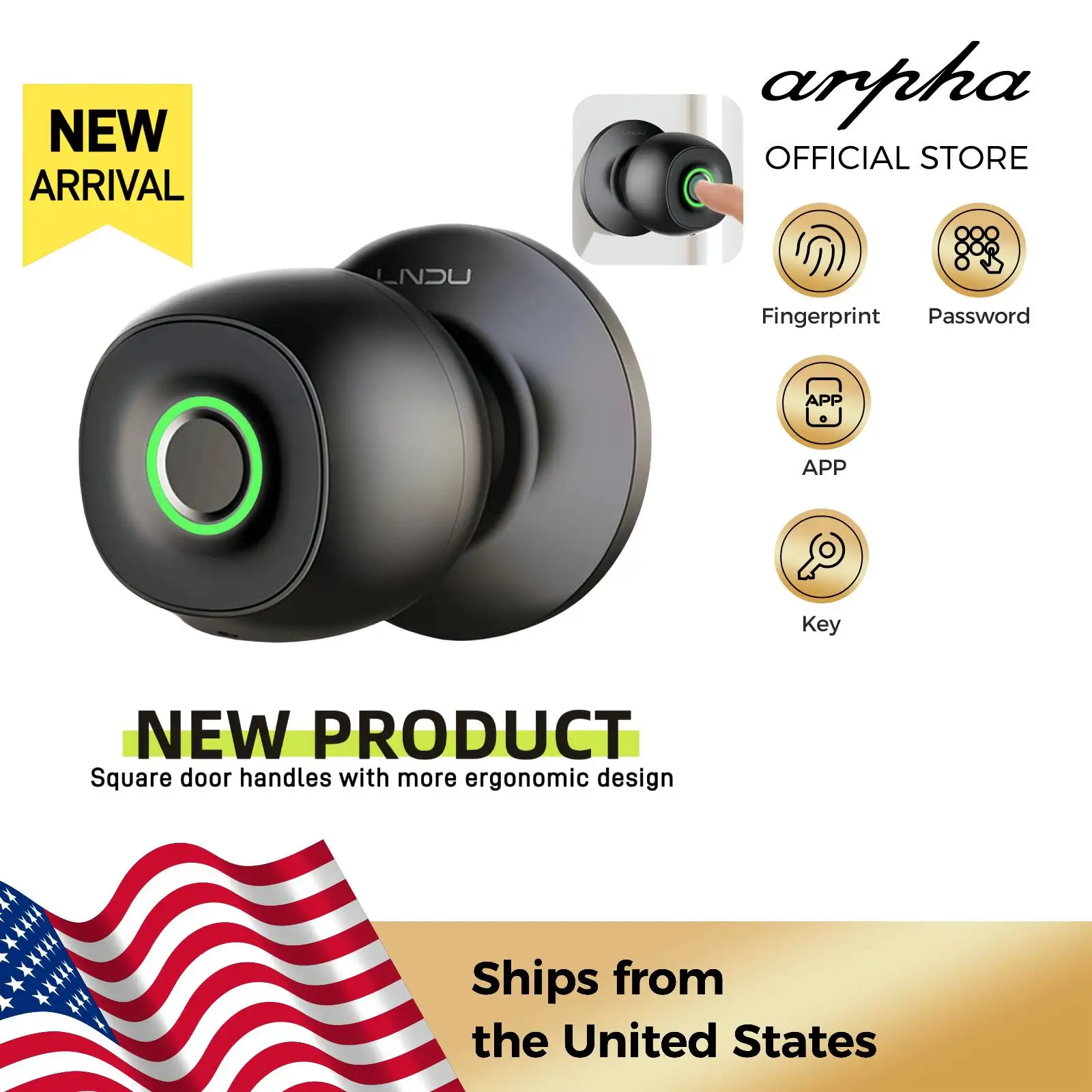 

Умный замок LNDU D500: Смарт-замок без ключа с отпечатком пальца, управлением через Bluetooth-приложение, оповещением о низком заряде батареи и системой автоматической блокировки