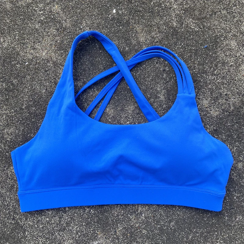 Cross Straps Sports Bra Gym Top Push Up Underwear Women Breathable Yoga Vest High Impact Fitness Workout Tank Top With Chest Pad