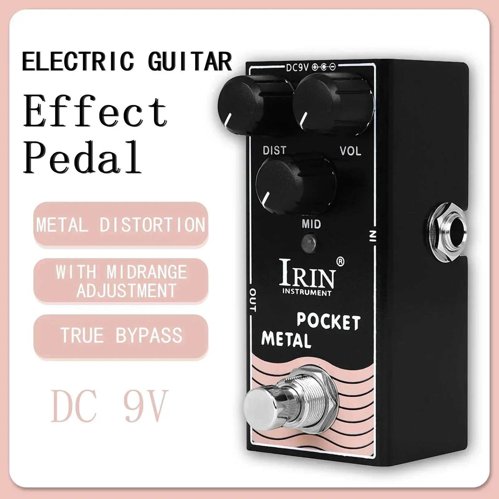 

IRIN RF-16 Pocket Metal Electric Guitar Effect Pedal Metal Distortion Midrange Adjustment Effect True Bypass Pedal Guitar Parts