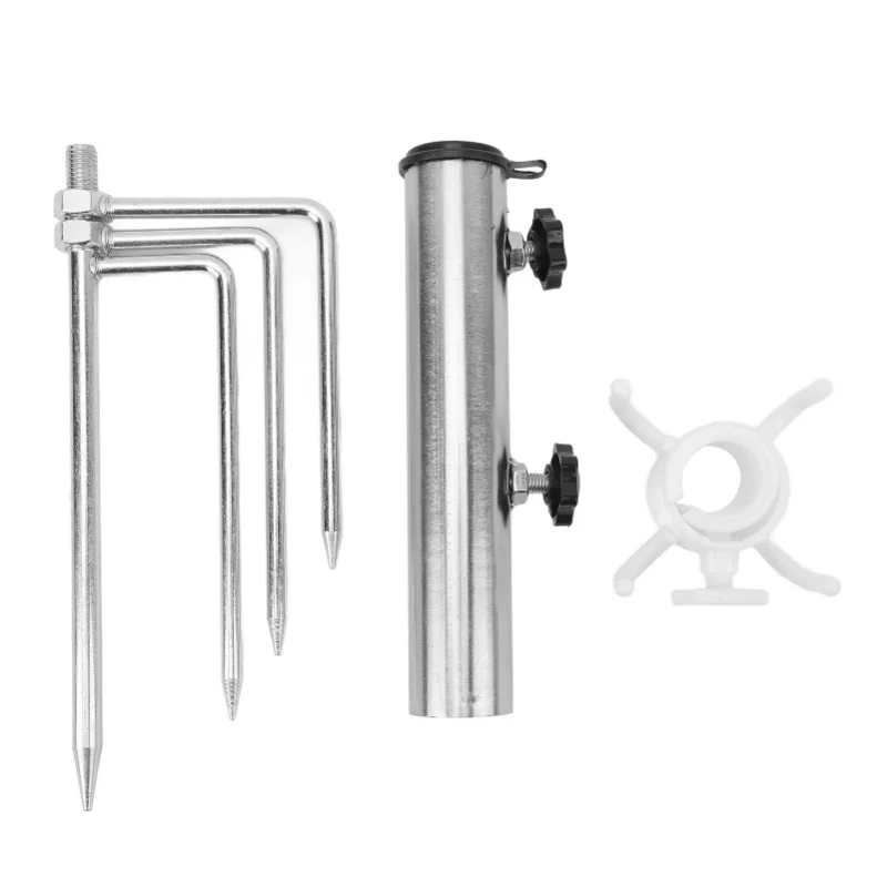 Steel Garden Parasol Spike Inground Umbrella Holder With 4 Prong For Camping Picnic