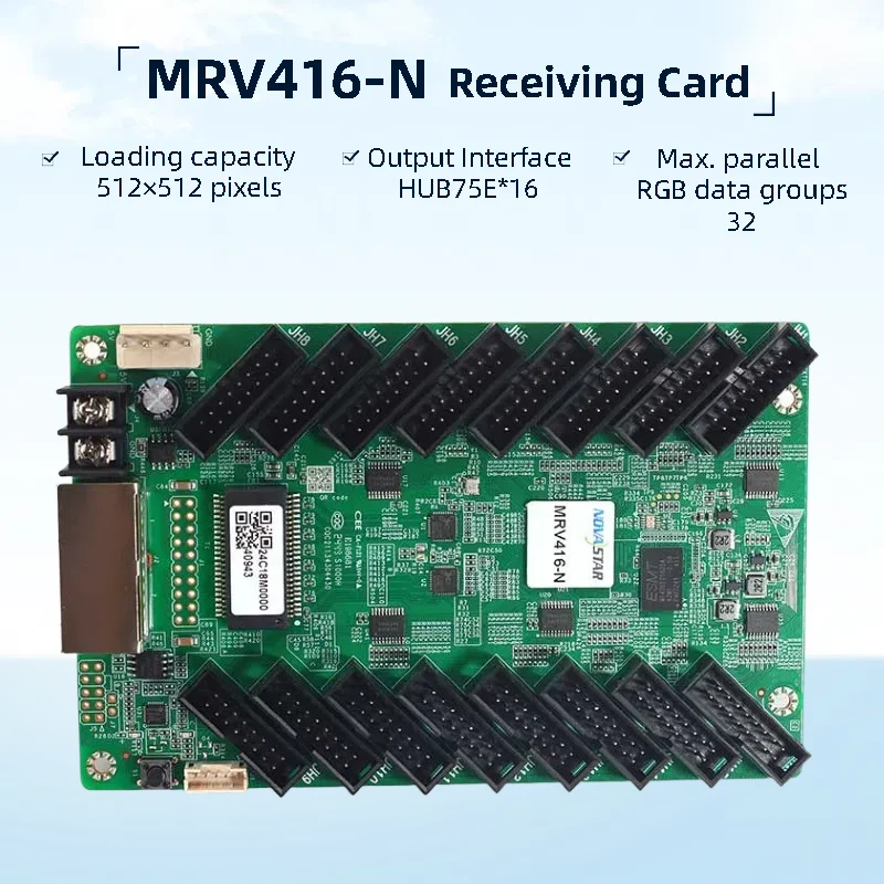การ์ดรับสัญญาณ Novastar MRV416-N พร้อมหัวต่อ HUB75E มาตรฐาน 12 ตัว สำหรับจอ LED สีเต็มรูปแบบ
