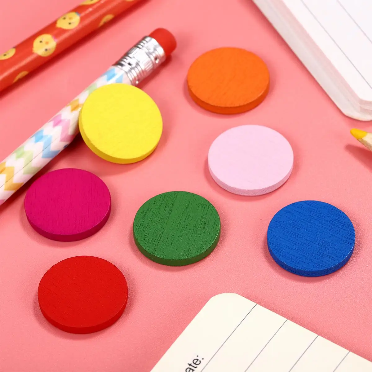 Math Counters Colorful Wood Disc Desktop Round Child Children Counting Chips Kids Toys