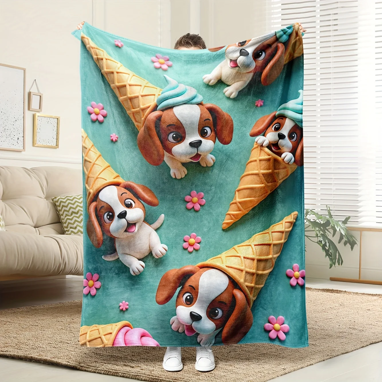 

Cute Sheep Flannel Blanket - 100% Polyester Digital Print, Holiday/Birthday Gift