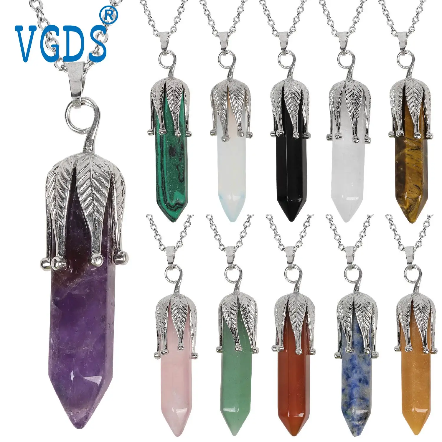 

Natural Crystal Rose Quartz Gemstone Hexagonal Column Pendants Fashion Lovely Eggplant Charms Reiki Jewelry Necklaces for Women