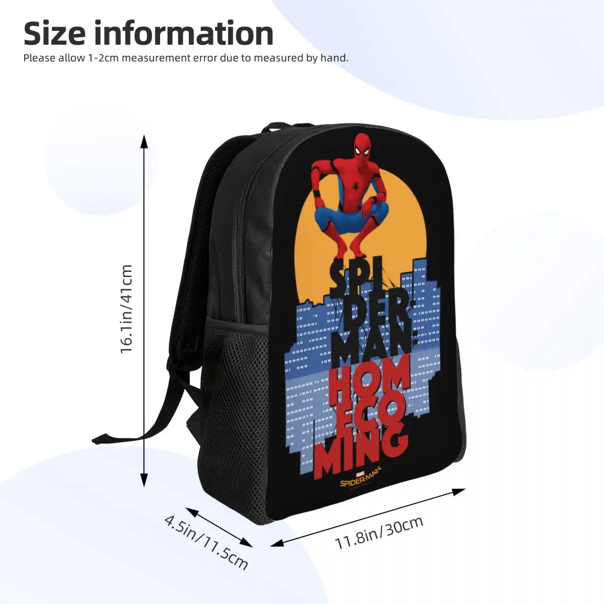 Mochila personalizada para laptop Homem-Aranha Cityscape, bolsa básica para escola, bolsas para estudantes universitários, homens e mulheres