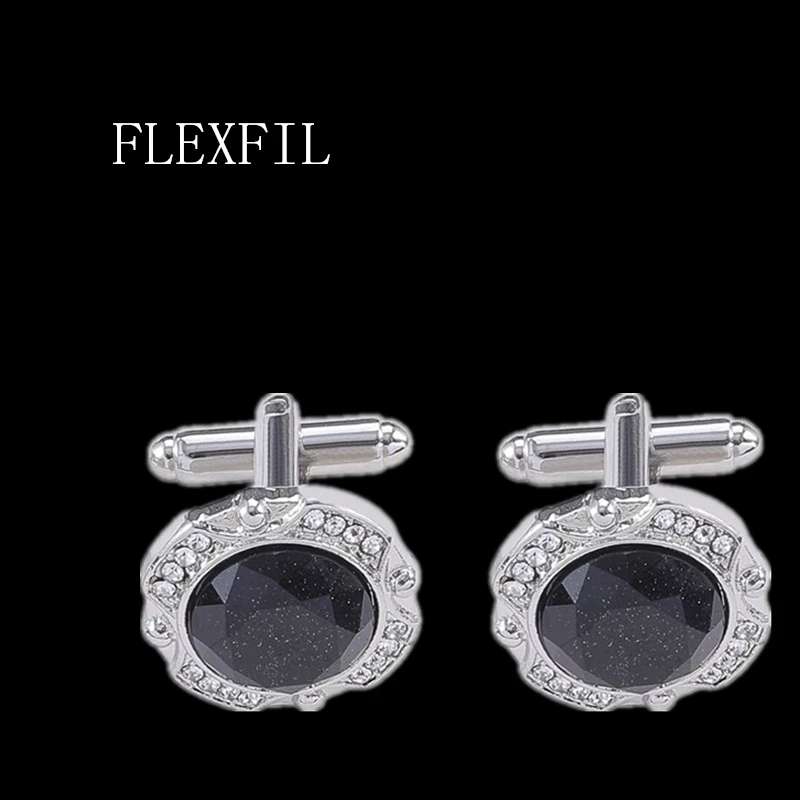 FLEXFIL Luxury shirt cufflinks for men's Brand cuff buttons cuff links gemelos High Quality crystal wedding abotoaduras Jewelry