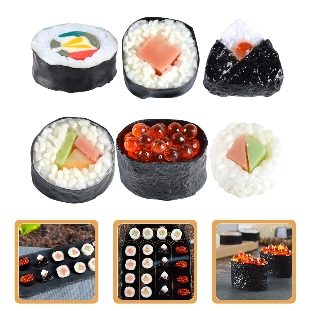 

6 Pcs Props Sample Simulation Sushi Japanese Decor Food for Play Model Pvc Fake Lifelike