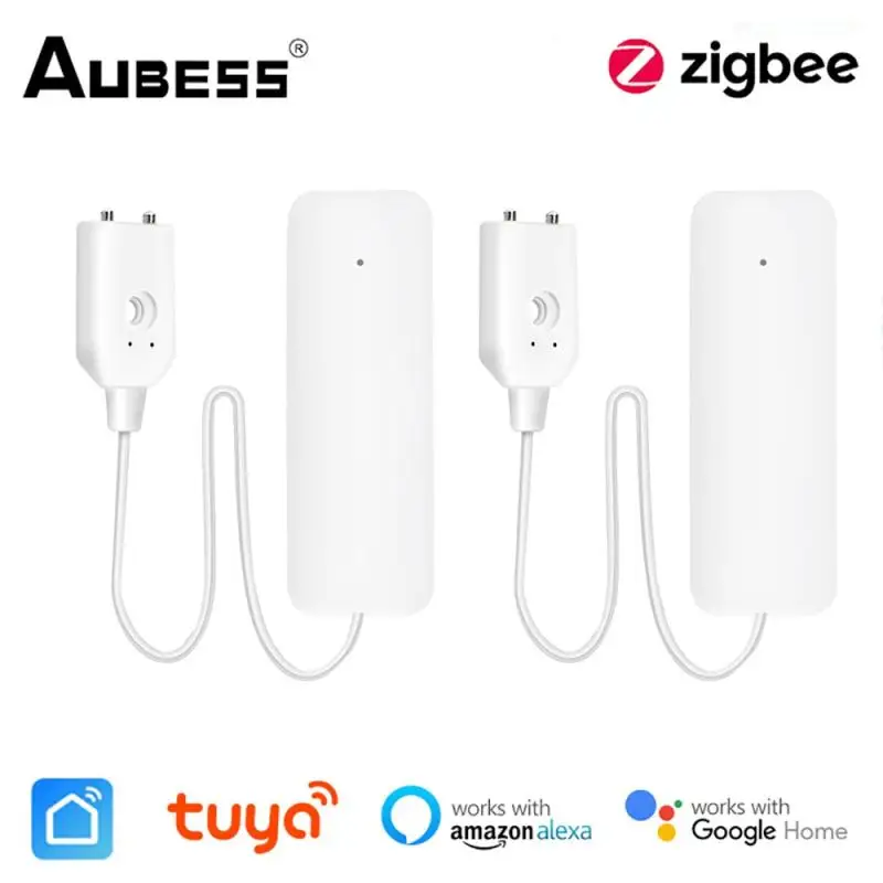 Tuya ZigBee-Sensor de alarma de fuga de agua, Detector de fugas, alarma de fuga de agua, Control de vida inteligente, alerta de desbordamiento, seguridad