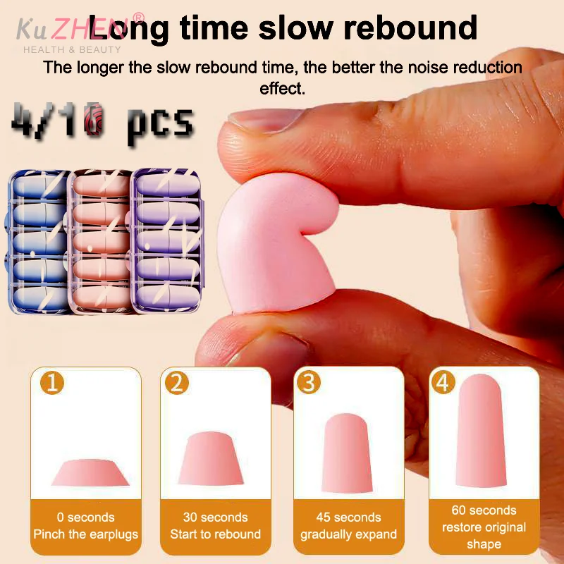 

4/10Pcs Sleep Ear Plugs Noise Reduction Sound Insulation Soft Slow Rebound Earplugs Soundproof Anti-Noise Sleeping Aid Ear Care